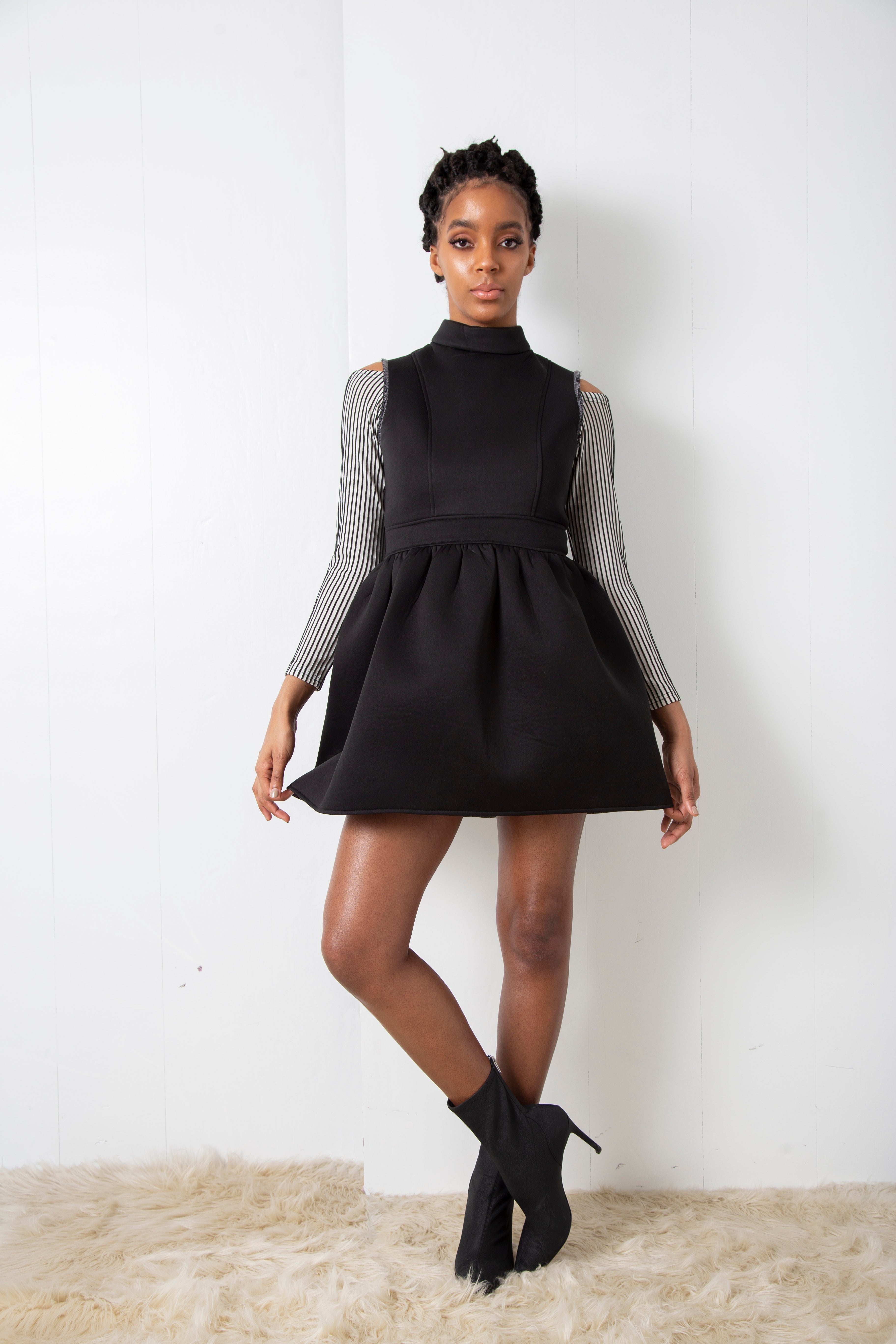 fitted mock neck dress Puremeso Mock Neck Dress Black / S