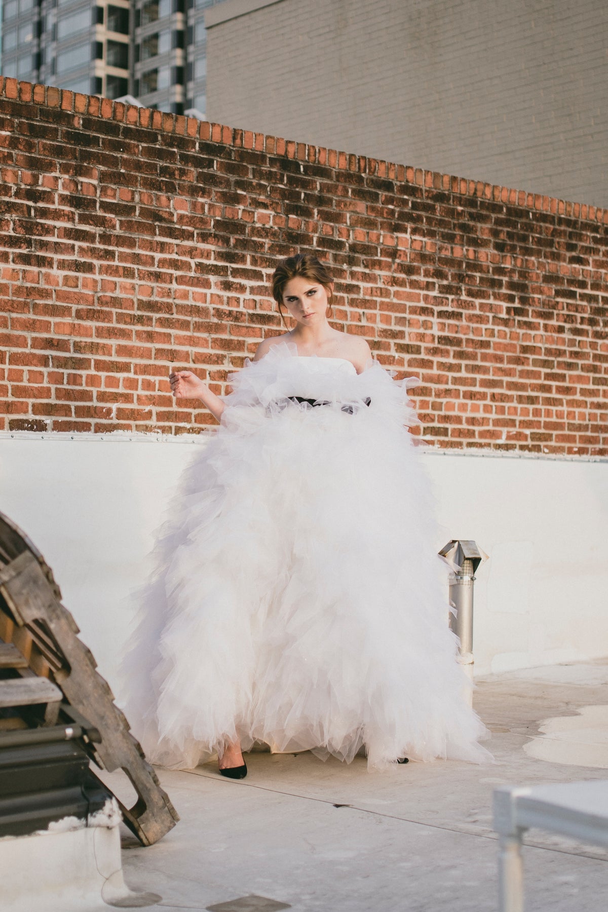 TIERED TULLE GOWN
