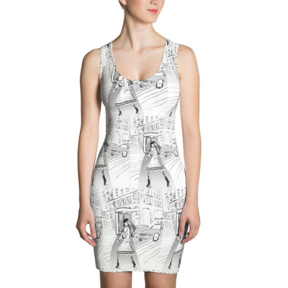 "Paris Streets" Printed Tank Dress
