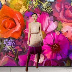 FEATHER BLOOM BEADED DRESS