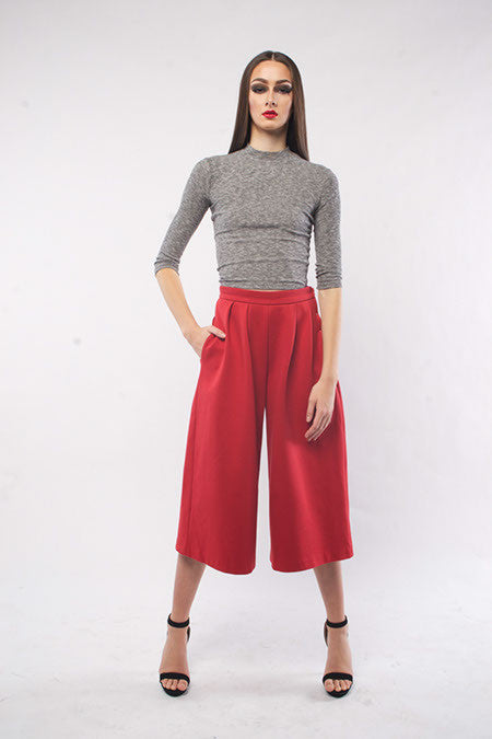 SCUBA WIDE LEG CROPPED PANT