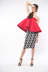 SLN SIGNATURE POLKADOT PENCIL SKIRT