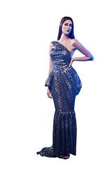 METALLIC SEQUINS KIMONO GOWN