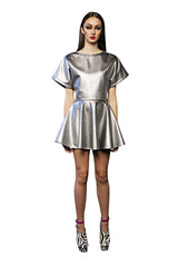 METALLIC SILVER CROPPED SWEATSHIRT
