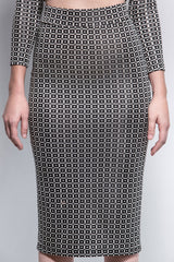 GEOMETRIC PENCIL SKIRT